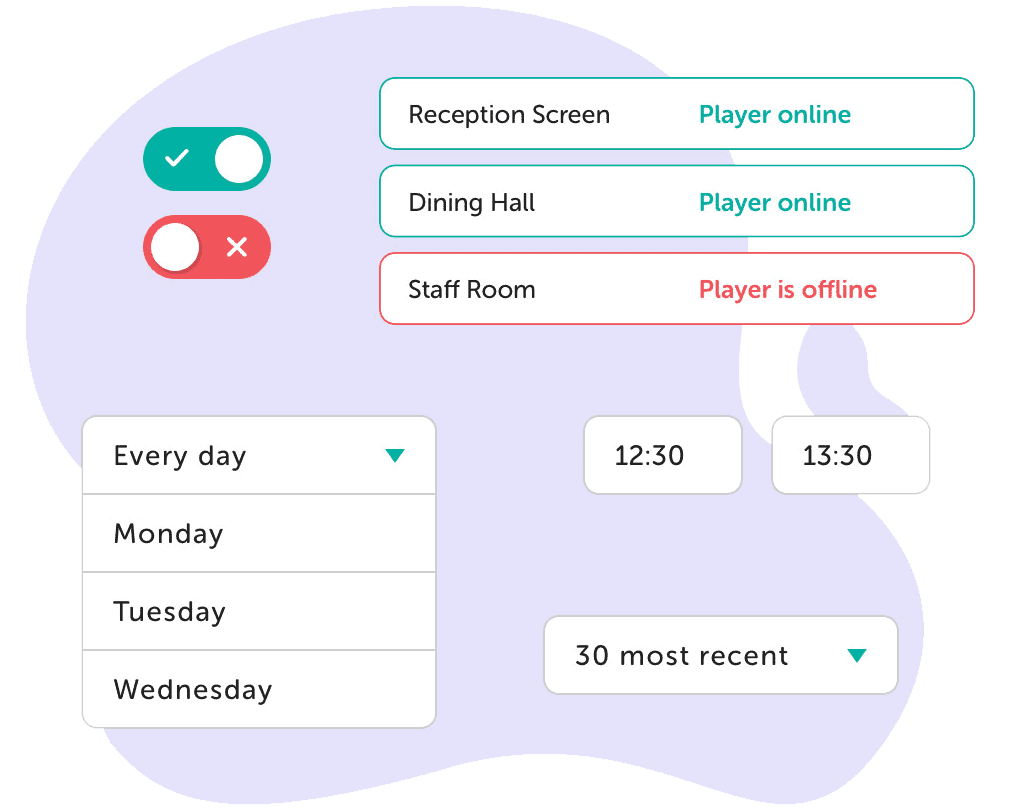 TrilbyTV Manage & Schedule: Set start and end dates for content and automate your school's digital signage rotation